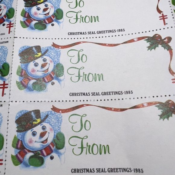 Christmas Seals AMERICAN LUNG ASSOCIATION Season’s Greetings Full Sheet 36 Seals - Picture 2 of 3